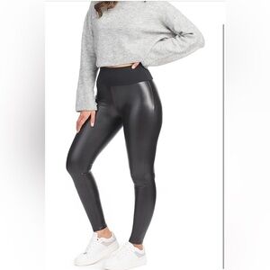 SPANX shaping leather black Leggings